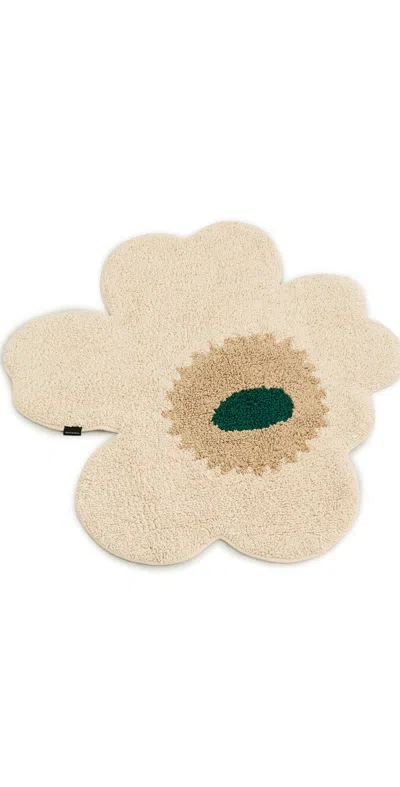 Marimekko Unikko Bath Mat Hay/sand/emerald In Neutral