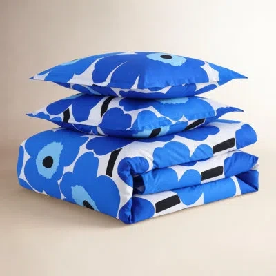 Marimekko Unikko Blue Cotton Reversible Comforter Set