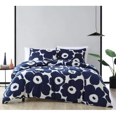 Marimekko Unikko Cotton Blue Duvet Cover Set