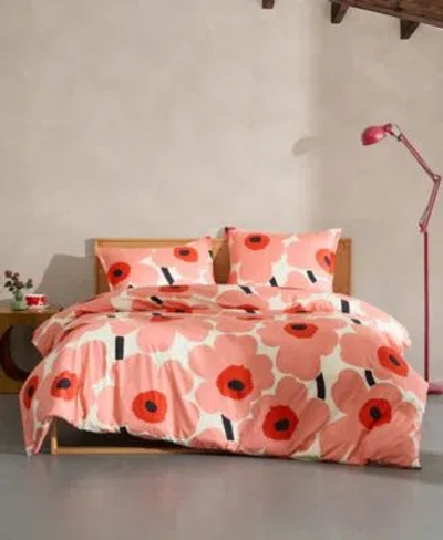 Marimekko Unikko Cotton Duvet Cover Set In Orange