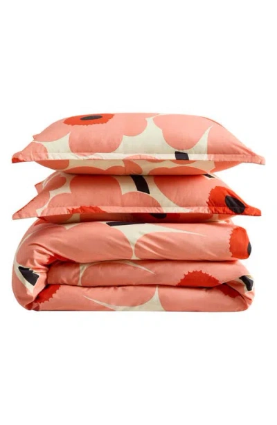 Marimekko Unikko Cotton Percale Comforter & Shams Set In Orange