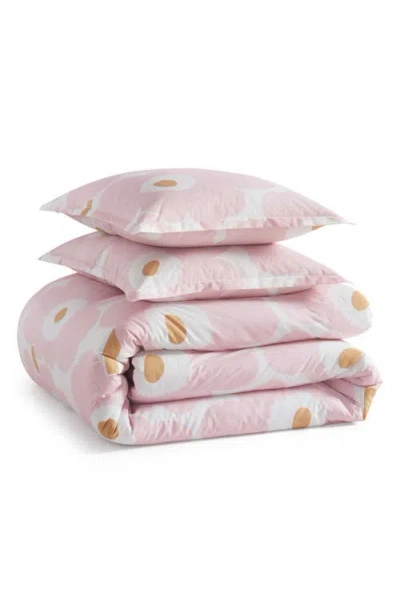 Marimekko Unikko Cotton Percale Duvet Cover & Shams Set In Pink