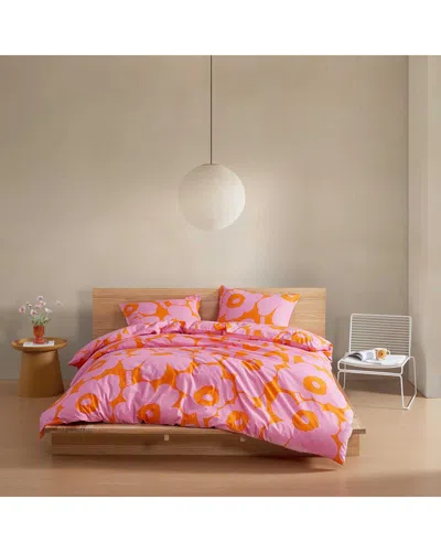Marimekko Unikko Cotton Percale Duvet Set In Pink