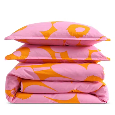 Marimekko Unikko Cotton Reversible 3 Piece Comforter Set, Full/queen In Purple