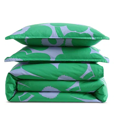 Marimekko Unikko Cotton Reversible 3 Piece Comforter Set, King In Green
