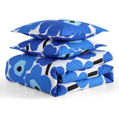 Marimekko Unikko Duvet Cover & Sham Set In Open Bright Blue