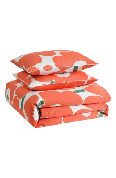 Marimekko Unikko Duvet Cover & Sham Set In Open Bright Orange