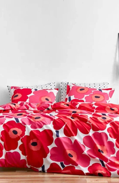 Marimekko Unikko Duvet Cover & Sham Set In Red