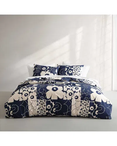 Marimekko Unikko Kollaasi 100% Organic Cotton Duvet Cover Set In Blue