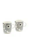 Marimekko Unikko Mugs (set Of Two) In Grey