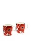 Marimekko Unikko Mugs (set Of Two) In Red
