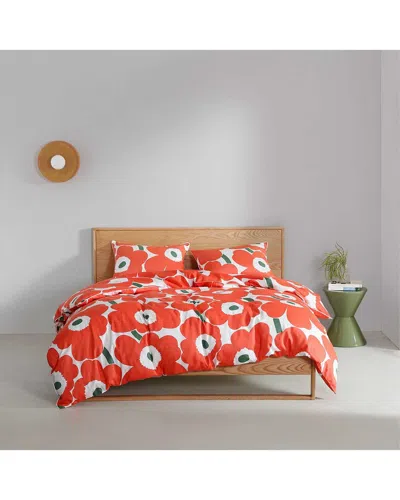 Marimekko Unikko Organic Cotton Duvet Cover Set In Red