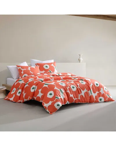 Marimekko Unikko Organic Cotton Duvet Cover Set In Orange