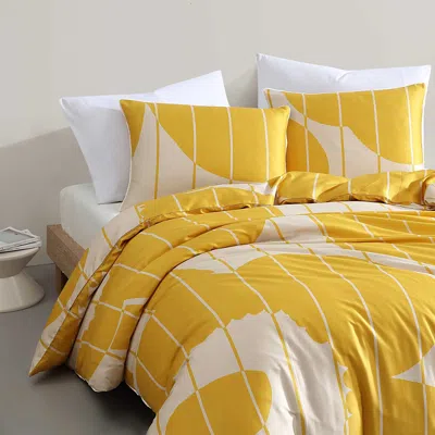 Marimekko Vesi Unikko Cotton Sateen Floral Duvet Cover Set, King In Yellow