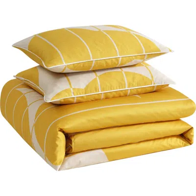 Marimekko Vesi Unikko Cotton Sateen Floral Duvet Cover Set, Full/queen In Open Medium Yellow