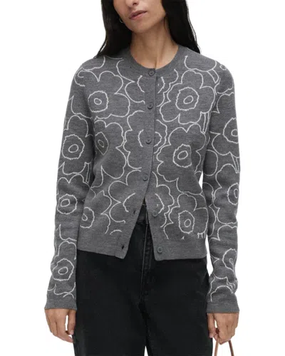 Marimekko Villi Piirto Unikko Wool-blend Cardigan In Gray