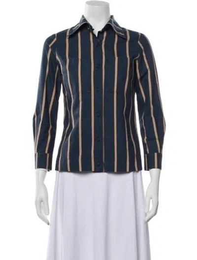 Pre-owned Marimekko Vintage 1975 Button-up Top In Blue