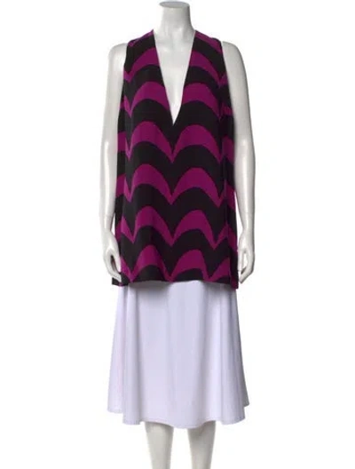 Pre-owned Marimekko Virgin Wool Printed Tunic W/ Tags In Purple
