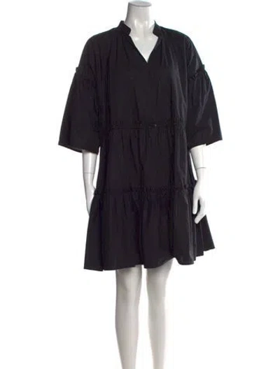 Pre-owned Marimekko V-neck Mini Dress In Black
