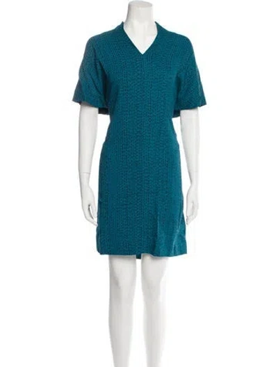 Pre-owned Marimekko V-neck Mini Dress In Blue