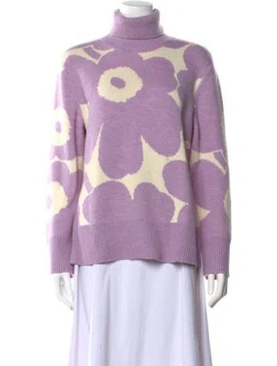 Pre-owned Marimekko Wool Floral Print Blouse In Purple