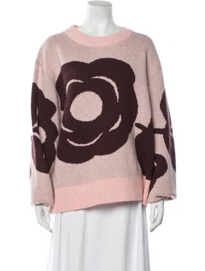 Pre-owned Marimekko Wool Floral Print Sweater In Pink