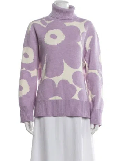 Pre-owned Marimekko Wool Floral Print Sweater In Purple