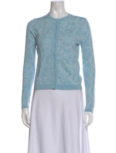 Pre-owned Marimekko Wool Floral Print Sweater W/ Tags In Blue