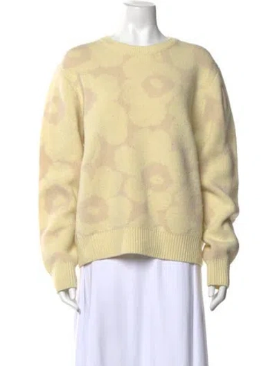 Pre-owned Marimekko Wool Floral Print Sweater In Yellow