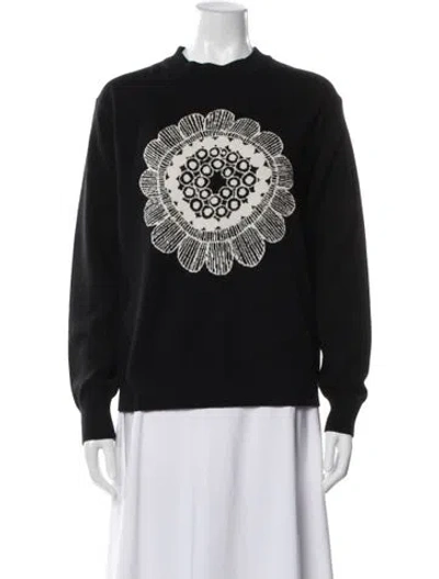 Pre-owned Marimekko Wool Graphic Print Sweater In Black