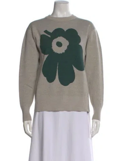 Pre-owned Marimekko Wool Graphic Print Sweater In Neutral