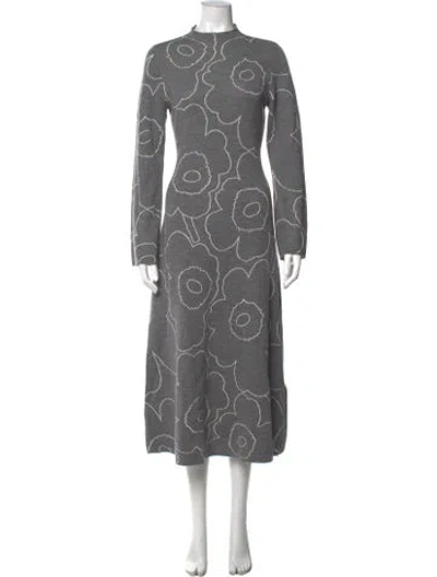 Pre-owned Marimekko Wool Midi Length Dress In Grey