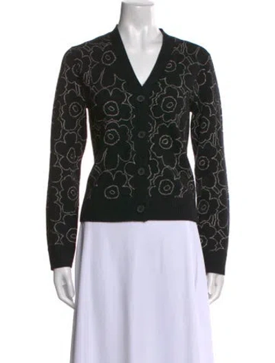 Pre-owned Marimekko Wool Printed Sweater In Black