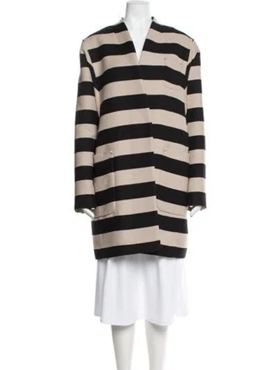 Pre-owned Marimekko Wool Striped Coat W/ Tags In Neutral