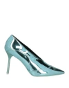 Mariæn Woman Pumps Turquoise Size 10 Leather In Blue