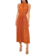 Marina 267320 Pleated Midi Length A Line Cocktail Dress In Orange