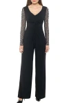 Marina 267746 Beaded Long Sleeve Formal Jumpsuit In Black