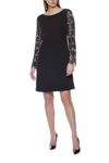 Marina 267942 Short Cocktail Long Sleeve Lace Dress In Black
