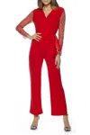Marina 268040 Long Sleeve Formal Eevening Jumpsuit In Red