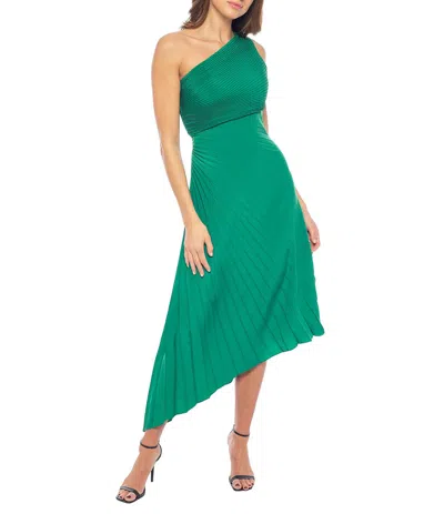 Marina 268770 Short Pleated Midi Length Cocktail Dress In Green