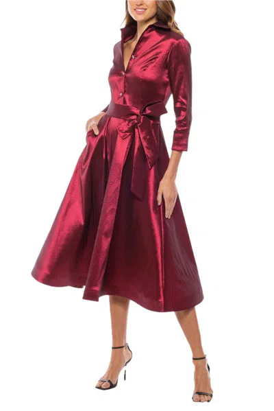 Marina 269032 Short Cocktail Midi Length A Line Dress In Burgundy