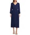 Marina 269138 Pleated A Line Cocktail Maxi Dress In Blue