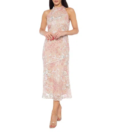 MARINA 269198 FITTED SEQUIN MIDI LENGTH COCKTAIL DRESS