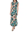 Marina 269276 Floral Printed Maxi Dress In Blue