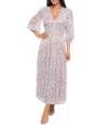 Marina 299137 A Line Long Formal Metallic Floral Plus Size Dress In Pink
