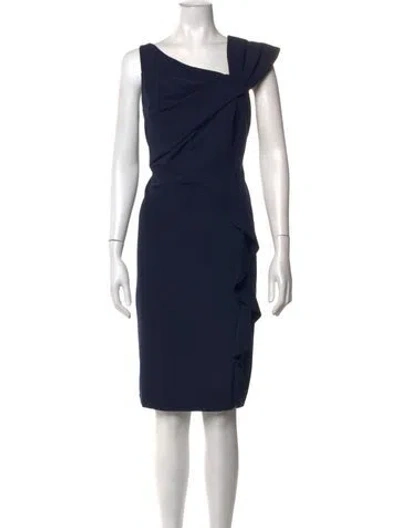 Pre-owned Marina Asymmetrical Knee-length Dress In Blue