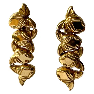 Pre-owned Marina B 18 K Yellow Gold Earclips By , Ca. 1980 With Fish Motives