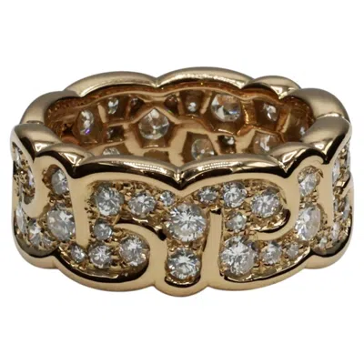 Pre-owned Marina B . 18 Karat Yellow Gold Onda Wide Diamond Band Ring