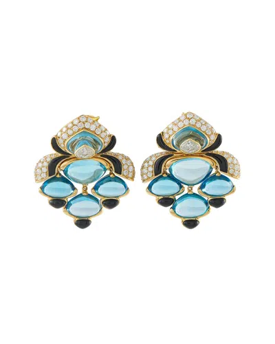 Pre-owned Marina B . 18k 4.50 Ct. Tw. Diamond & Topaz Clip-on Earring (authentic Pre-  Loved)