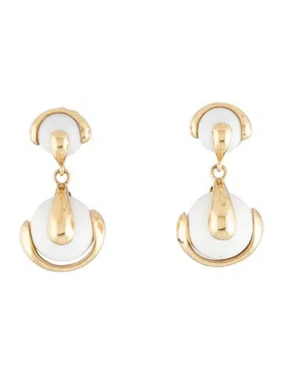 Pre-owned Marina B 18k Cardan Chalcedony Drop Earrings In Multicolor